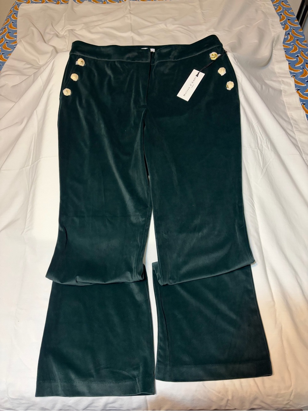 Maison d’Amelie Paris Emerald Velvet Wide-Leg Pants – 1X / UK 20 – NWT